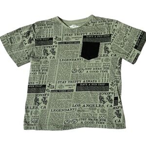 Newspaper Print Letters Crewneck Tee